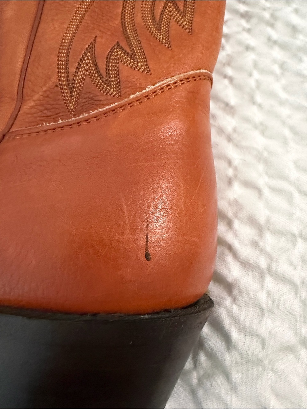 Nocona - Tan Leather Cowboy Boots - Embroidered Interior men’s 9d/ladies 11d - Picture 6 of 15